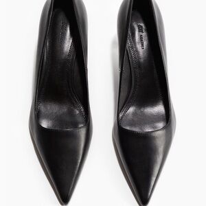 H & M Black butter soft leather pointed heels size 8.5. Luxurious collection.